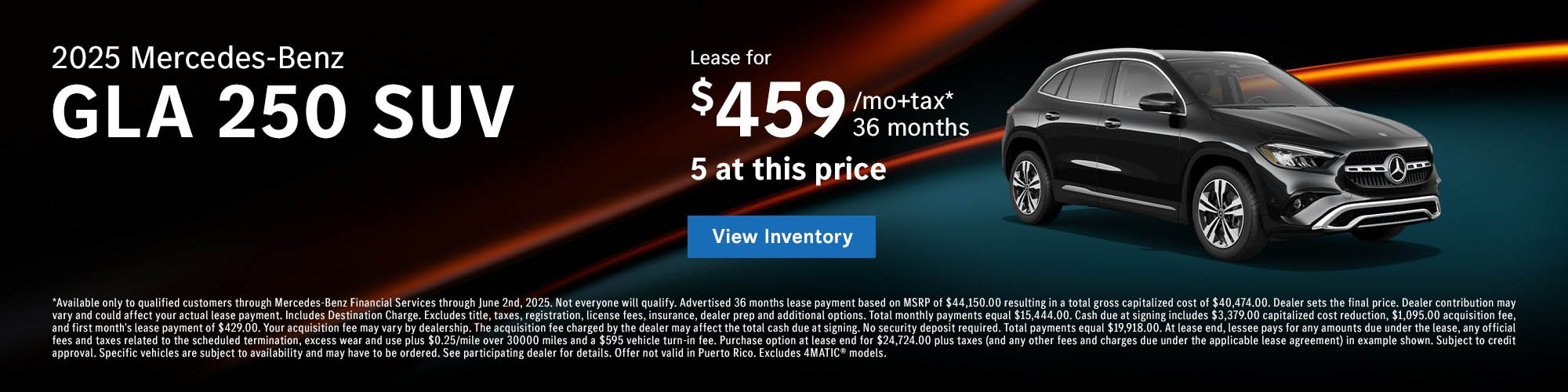 Lease the 2025 Mercedes-Benz GLA 250 for $459 a month